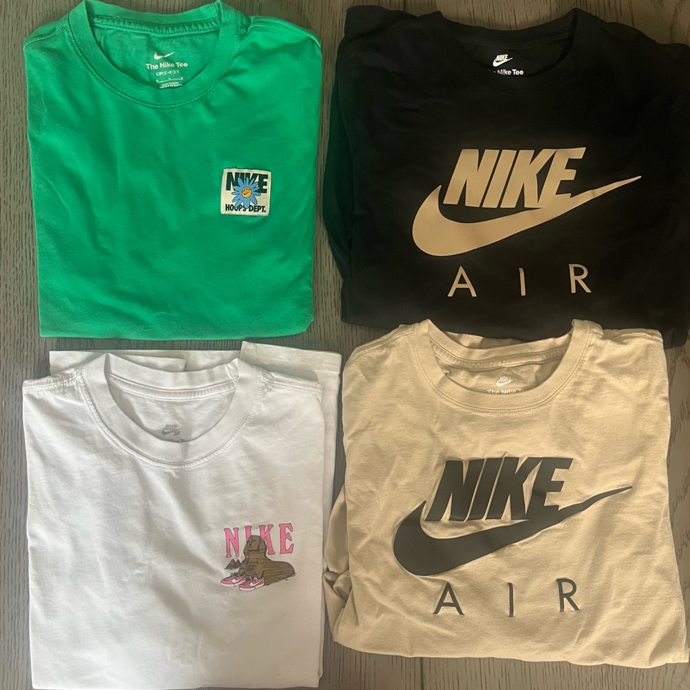 Set of (4) Nike Men's Short and long  Sleeve shirts- Green, Black, White, Beige